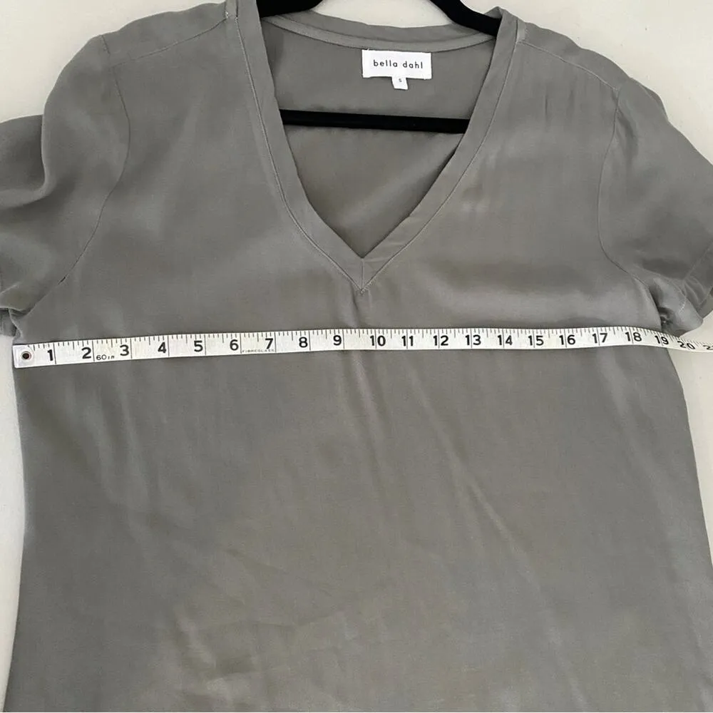 Bella Dahl La Jolla V-Neck Tee T-Shirt Short Mini Dress Soft Army Green Small - Image 7