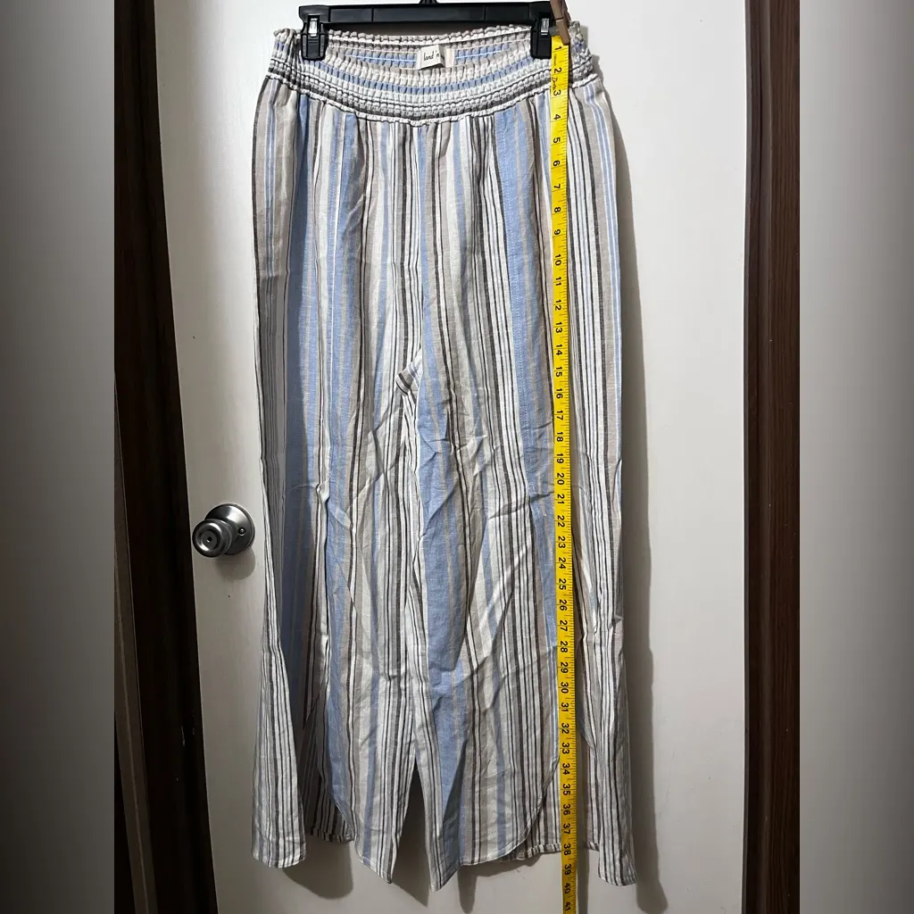 Chic Striped Maxi Pants in Blue and White Size L - Image 3
