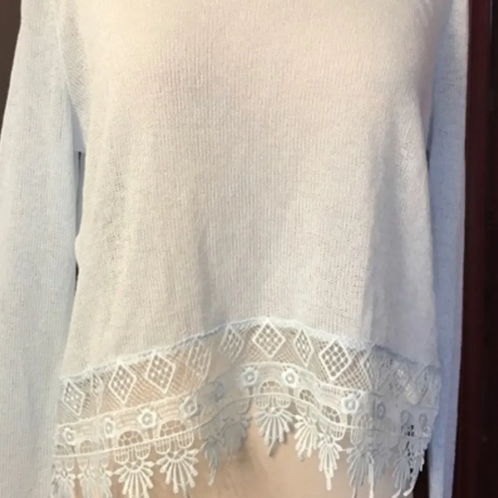 🌟NWOT🌟 DIVIDED: Powder Blue Knit Long Sleeve Top with Crochet Trim - Image 2