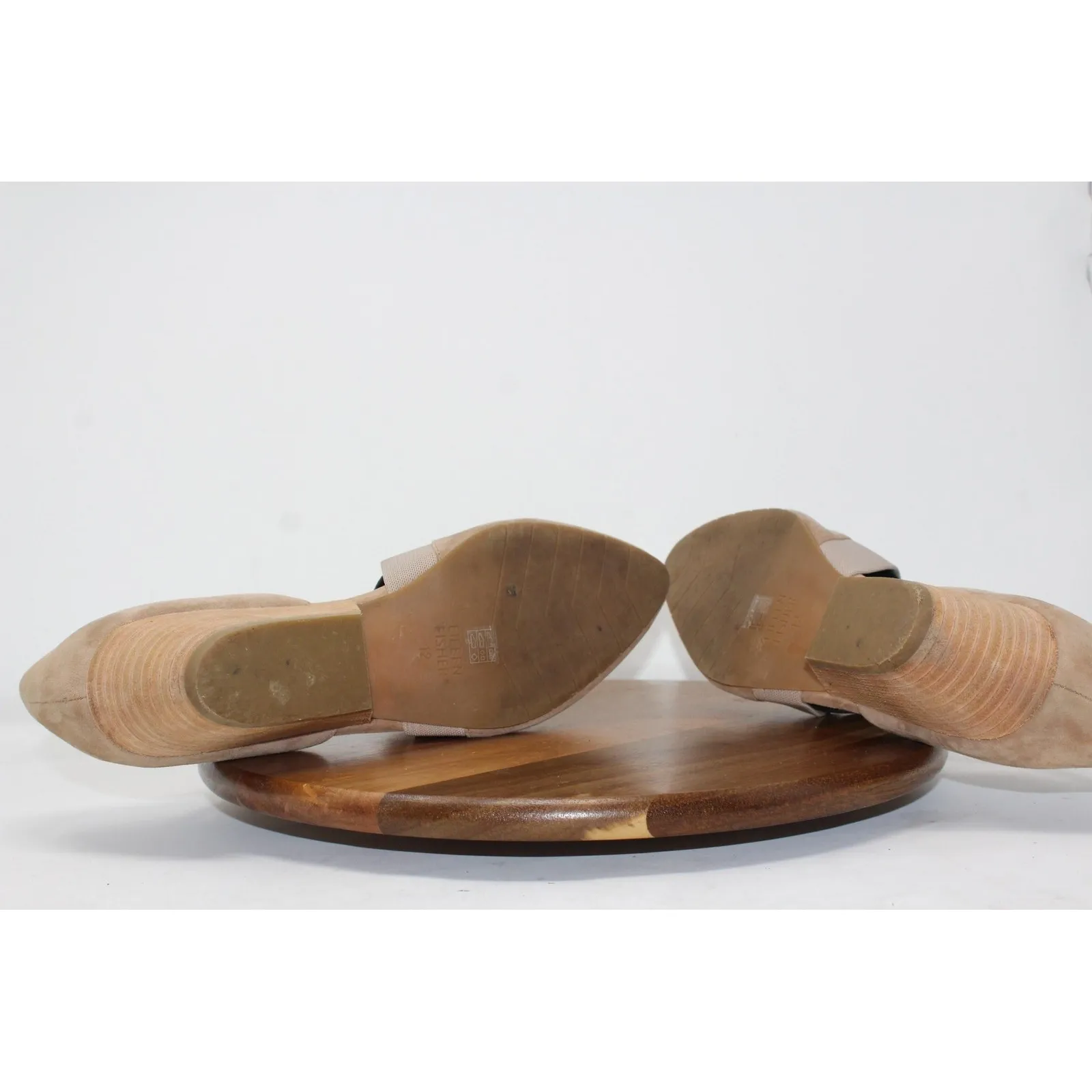 Eileen Fisher Shoes Womens Size 12 Taupe Suede Block Heel Pointed Toe Elastic - Image 6