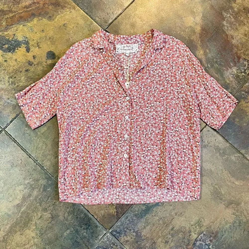 NWT Pink Martini Button Up Floral For Me Again Pink XS - Image 4