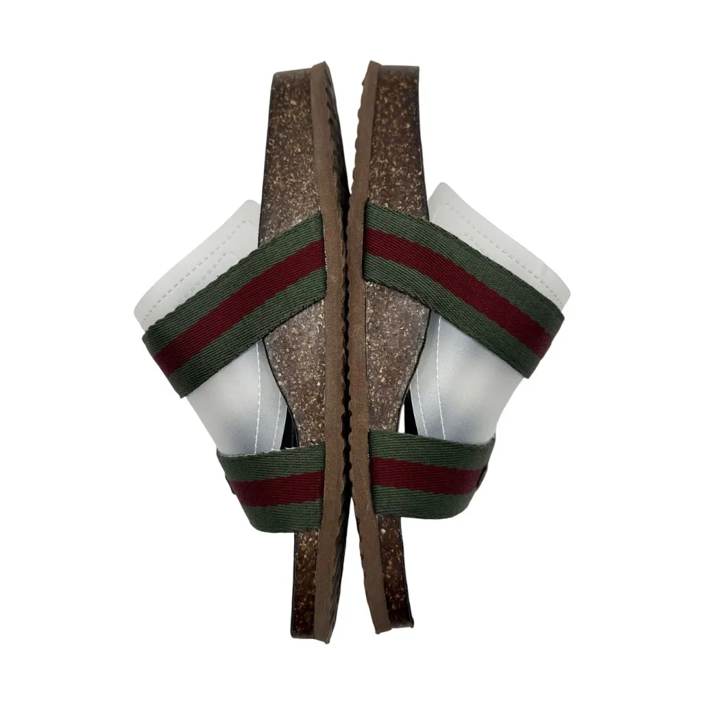 Madden Girl Womens Size 6/7 Strap Buckle Slides Leopard Print Green Red Strap - Image 8