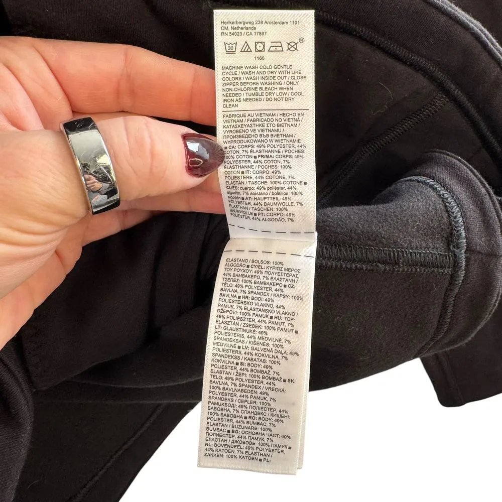 Athleta Moto‎ Style Zip Front Jacket Quilted Black Athletic Casual Wear M Grunge - Image 6