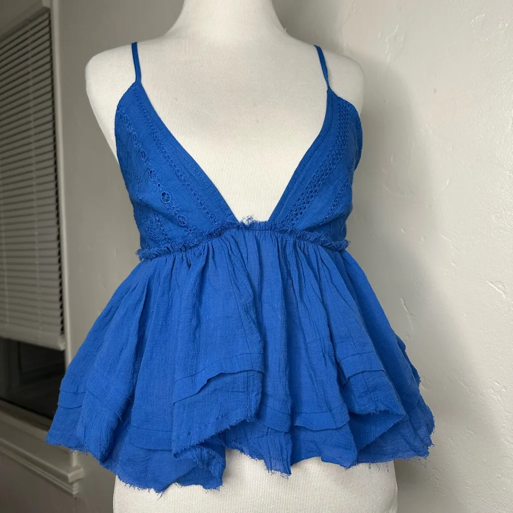 Blue ruffle babydoll cami top small - Image 3