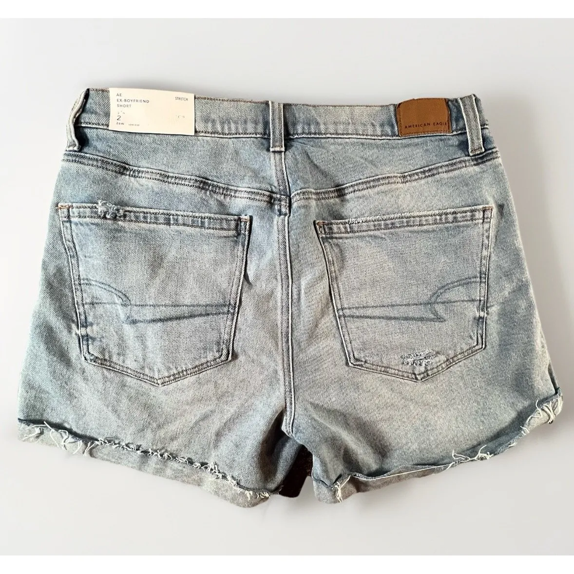 American Eagle AE Ex-Boyfriend‎ Denim Shorts Women 2 26W Distressed Low Rise NWT - Image 9