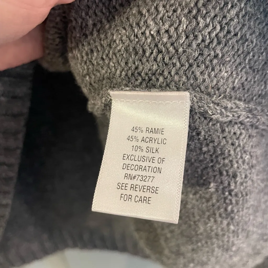 Croft & Barrow Women's XL Gray Full Zip Ramie Cardigan Cardinal Bird Embroidery - Image 4