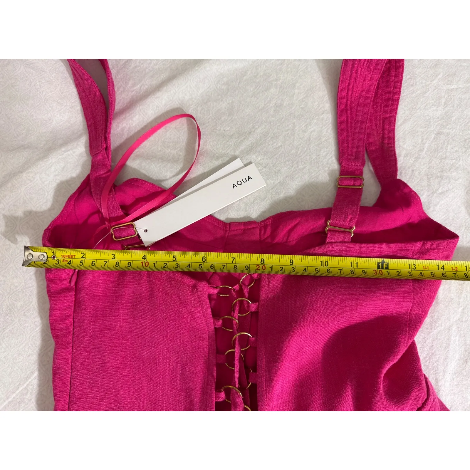 AQUA Pink Fit & Flare Mini Dress Corset Back‎ Adjustable Straps Party - Image 7