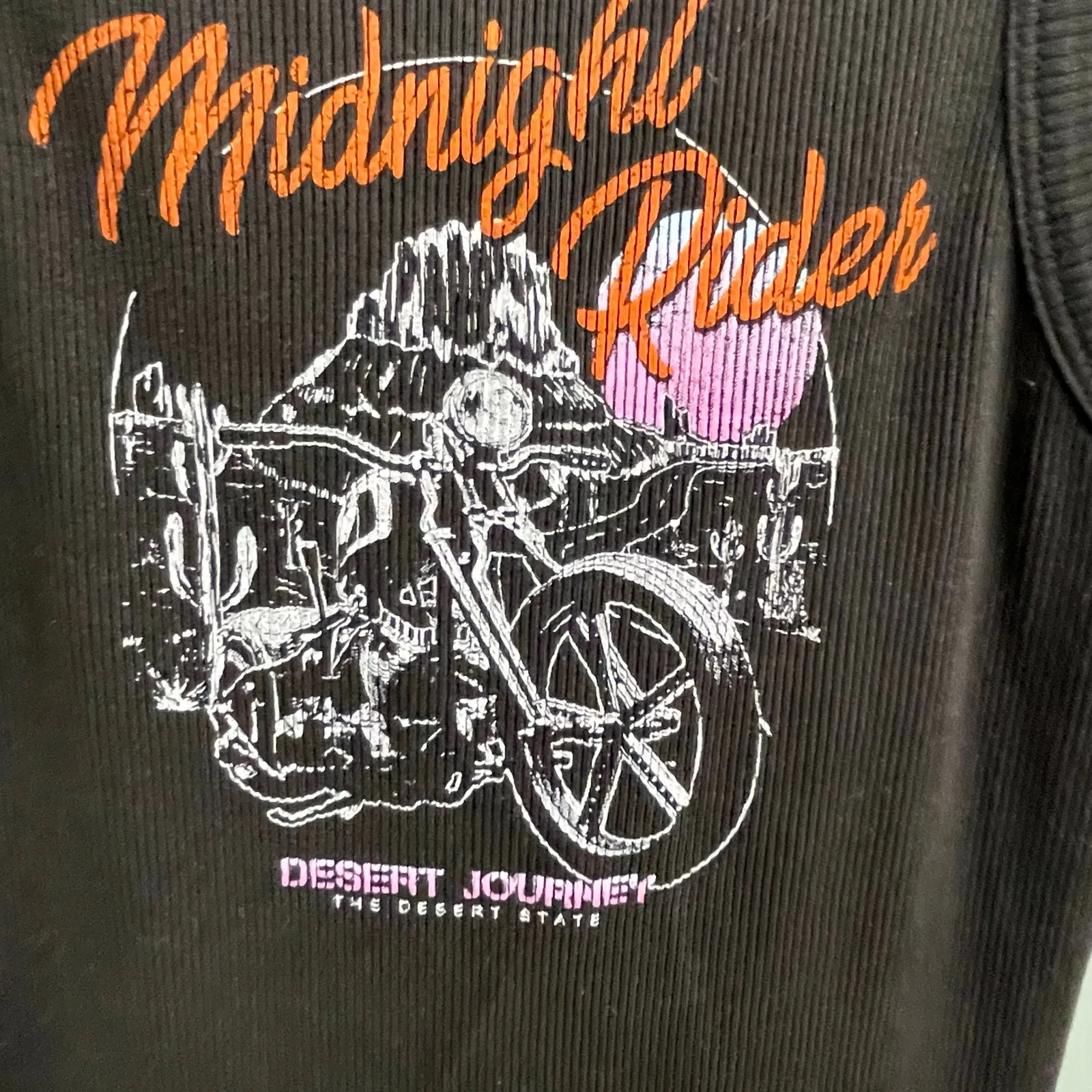 Full Tilt Ribbed Dress Tank Style Size Small Motorcycle Midnight Riders Graphic - Image 2