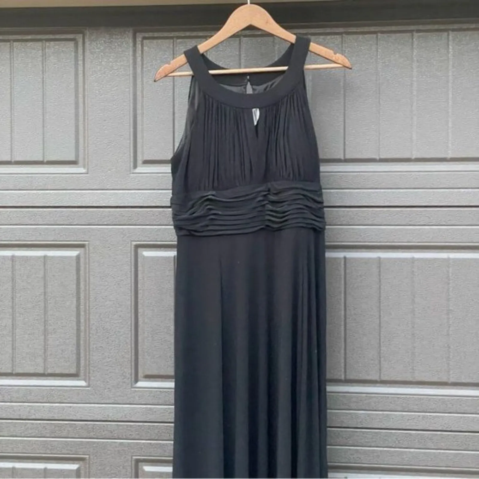 SLNY · Women’s 14 · Black Maxi Dress · Ruched · Sleeveless · Keyhole · Formal - Image 4
