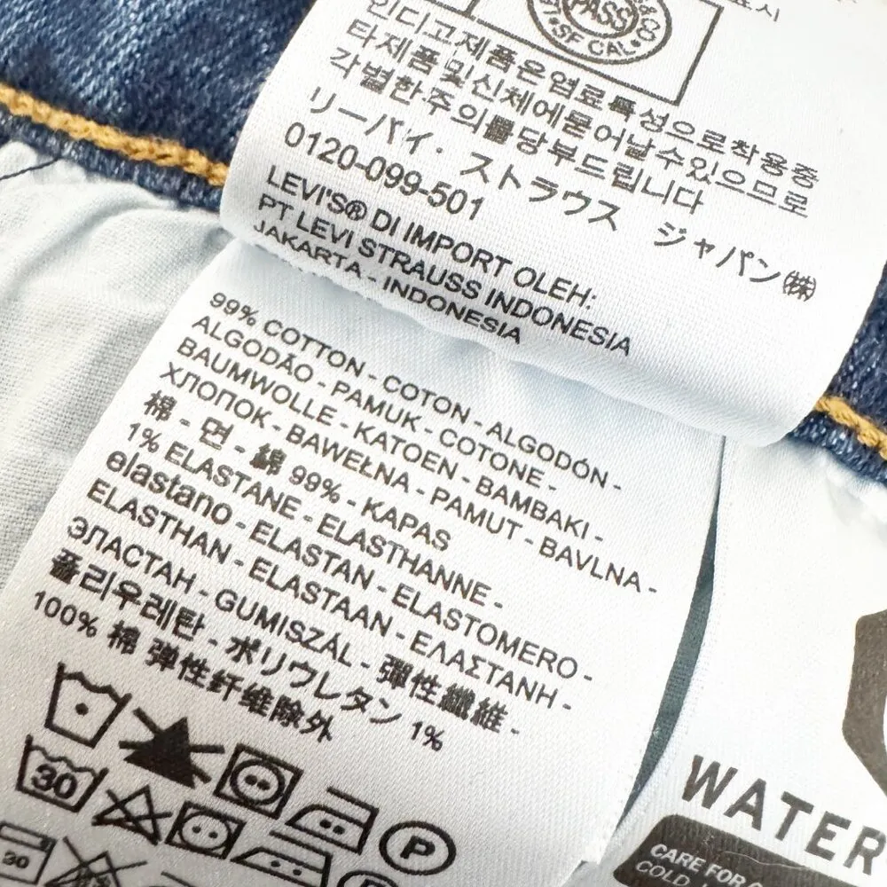 Levi’s Wedgie Straight Leg Dark Wash Blue Jeans Button‎ Fly Raw Hem Pink Size 27 - Image 5