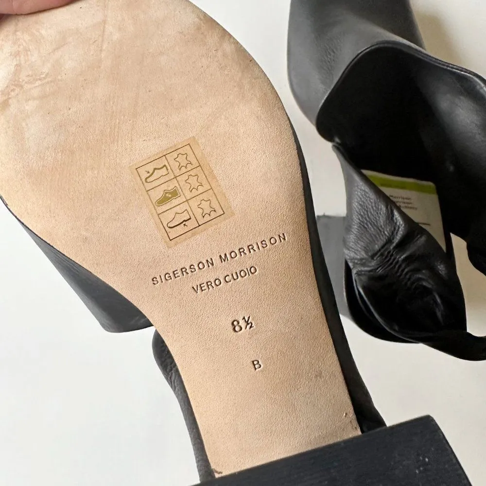 Sigerson Morrison Lenny Twisted Slingback Leather Sandals Black Women's 8.5 - Image 11