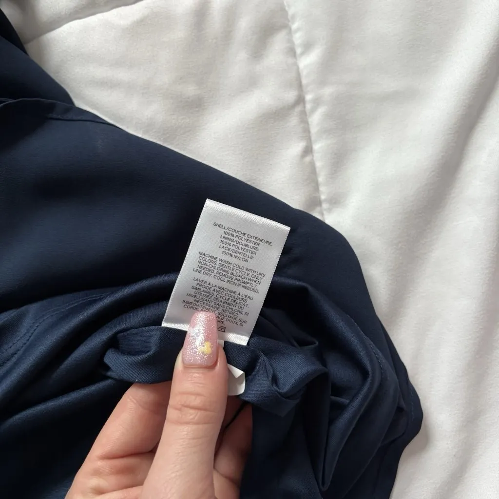 Express Dress Womens Size XS Blue Midi Lace Long Sleeve Vampire Grunge Gothic - Image 9