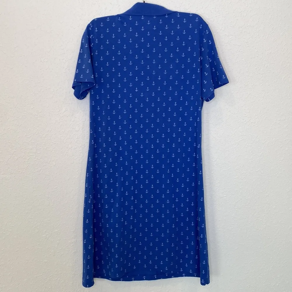 Riders by Lee Polo Style Midi Short Sleeve T-Shirt Dress Anchor Print EUC Sz Lg - Image 5