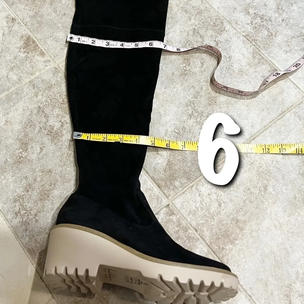 🆕 Nicole Miller Bass over the knee faux suede stretch tall black boots - Image 10