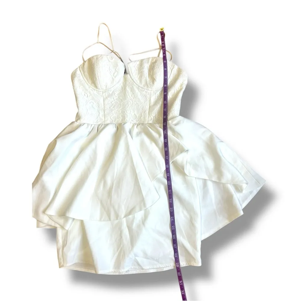 Revolve NBD Swoon Sexy White Bustier Dress Lace Peplum Open Back Bridal Size Sm - Image 8