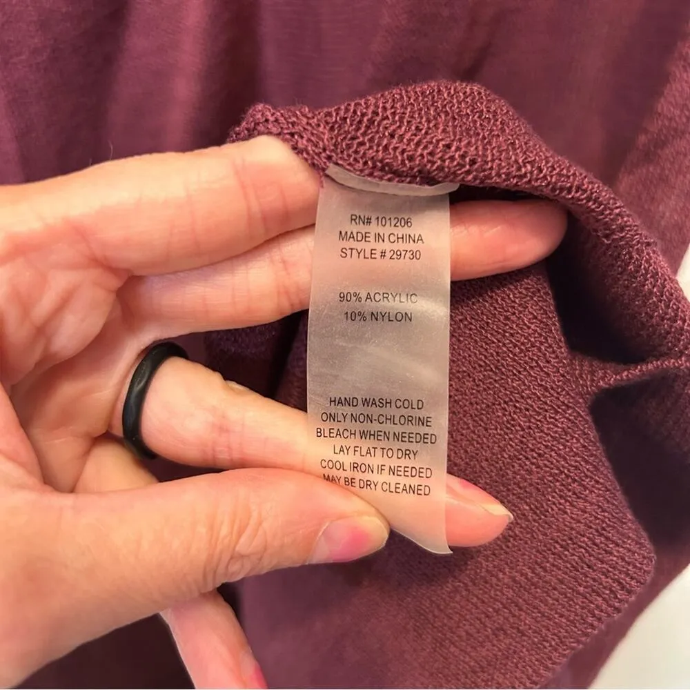 Soft Surroundings Plum Purple Burgundy Duster Cardigan Light Weight Size Medium - Image 9