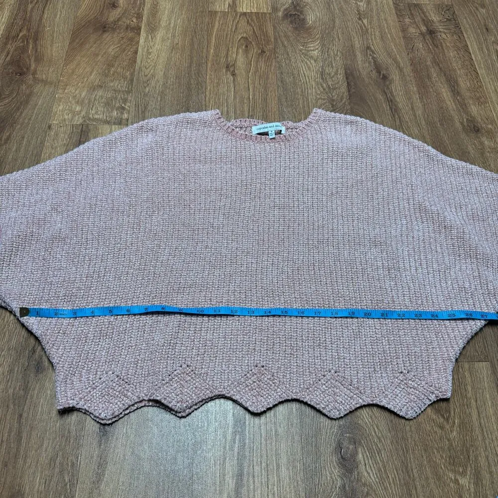 Cupcakes & Cashmere Pink Metallic Scallop Dolman Sleeve Pullover Sweater Small - Image 10