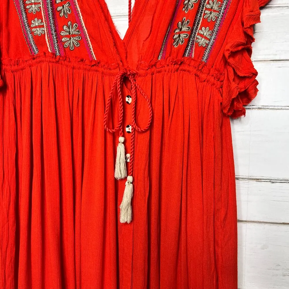 Free People Will Wait For You Midi Dress Red Size Large - Image 12