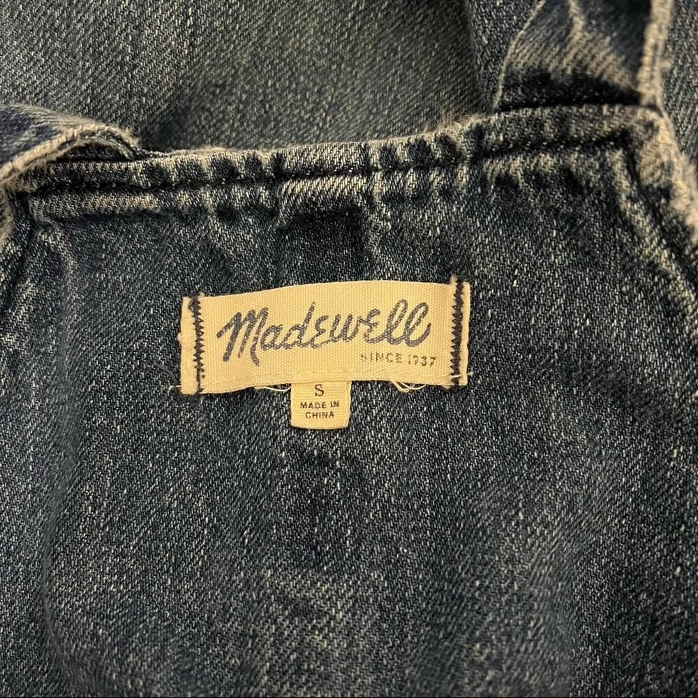 Madewell medium wash denim overalls size small - Image 8