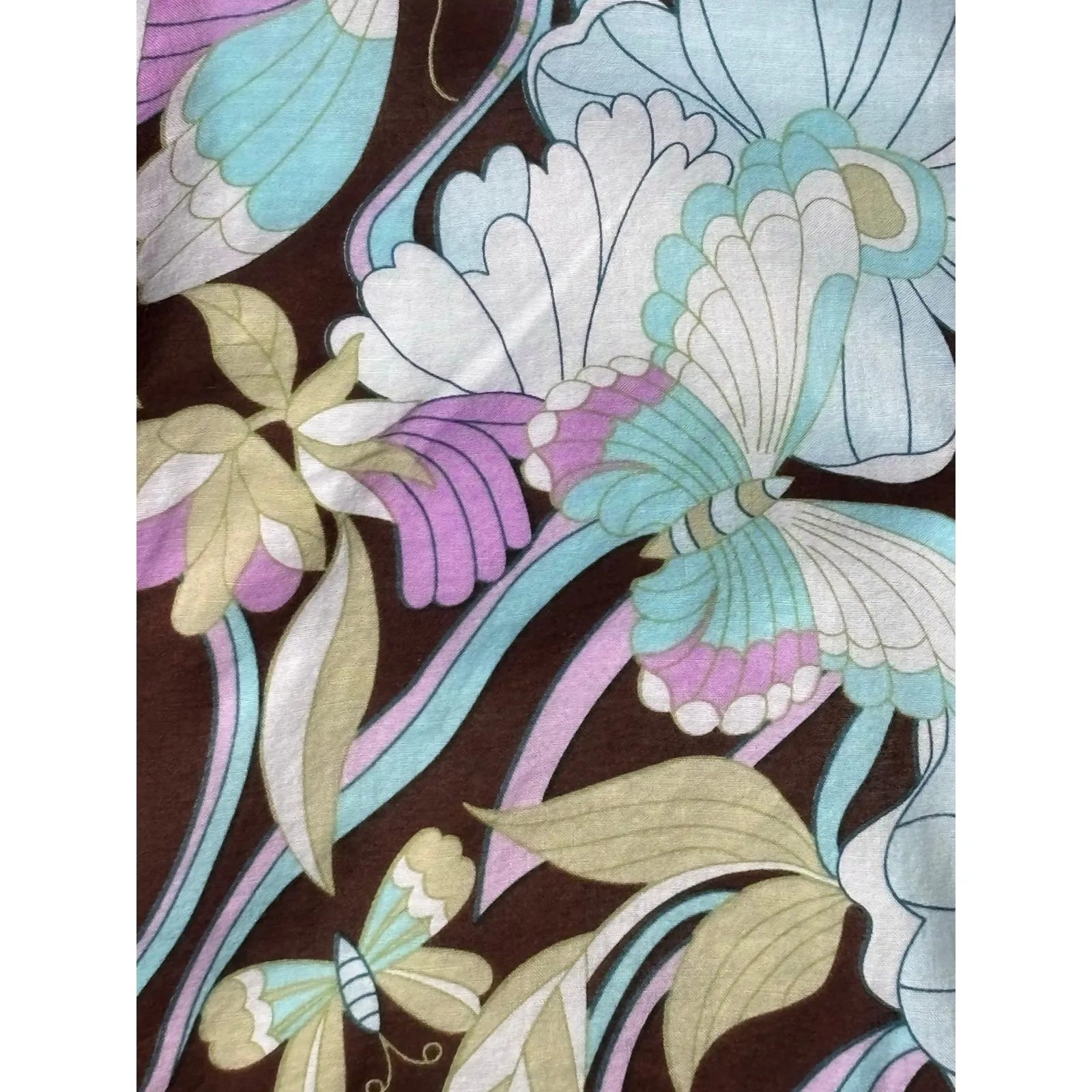 Y2K Fairy Floral Skirt Brown Pastel Butterfly Floral Cotton Midi Skirt 2000s Size M - Image 6