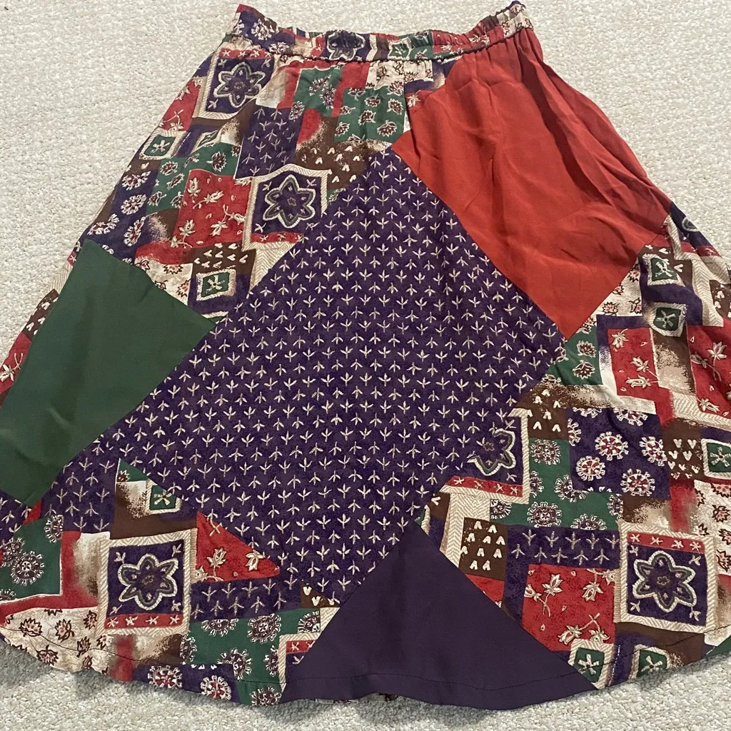 Chaus Multicolor Patchwork Maxi Skirt Red Size 8 - Image 6