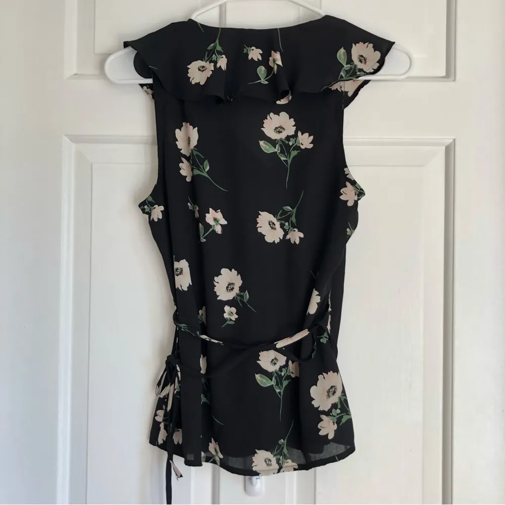 Lulus Build Me Up Buttercup Floral Top Sleeveless Wrap Blouse - Image 6