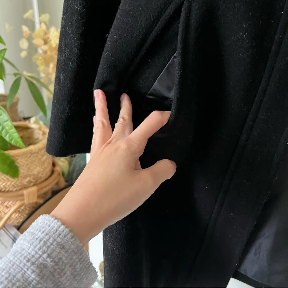 Lark & Ro Women’s Black Wool Blend Heavyweight Faux fur Collar Winter coat XS - Image 3