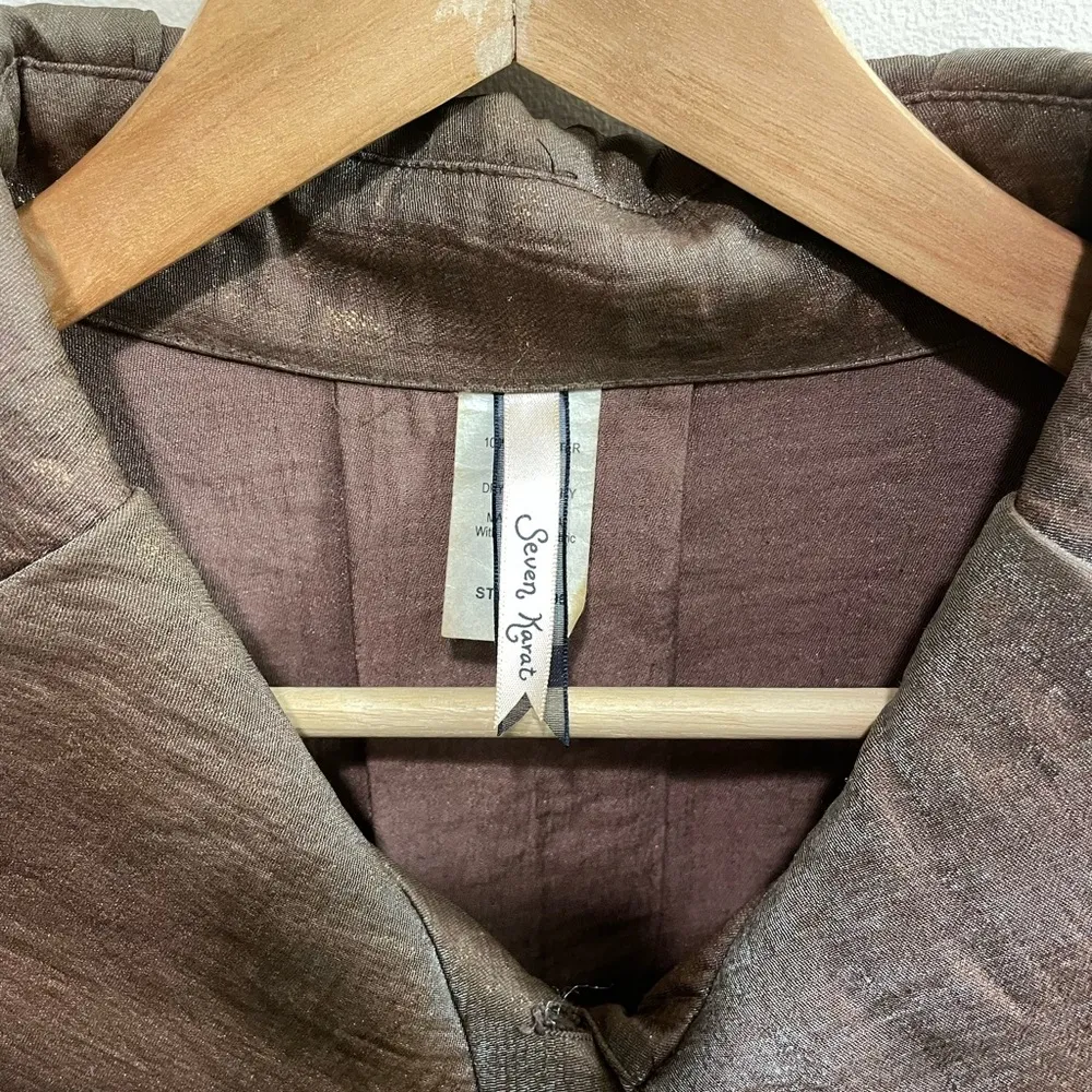 Brown Oversized Blouse with 3/4 Sleeves and Peter Pan Collar Size 3X - Image 2