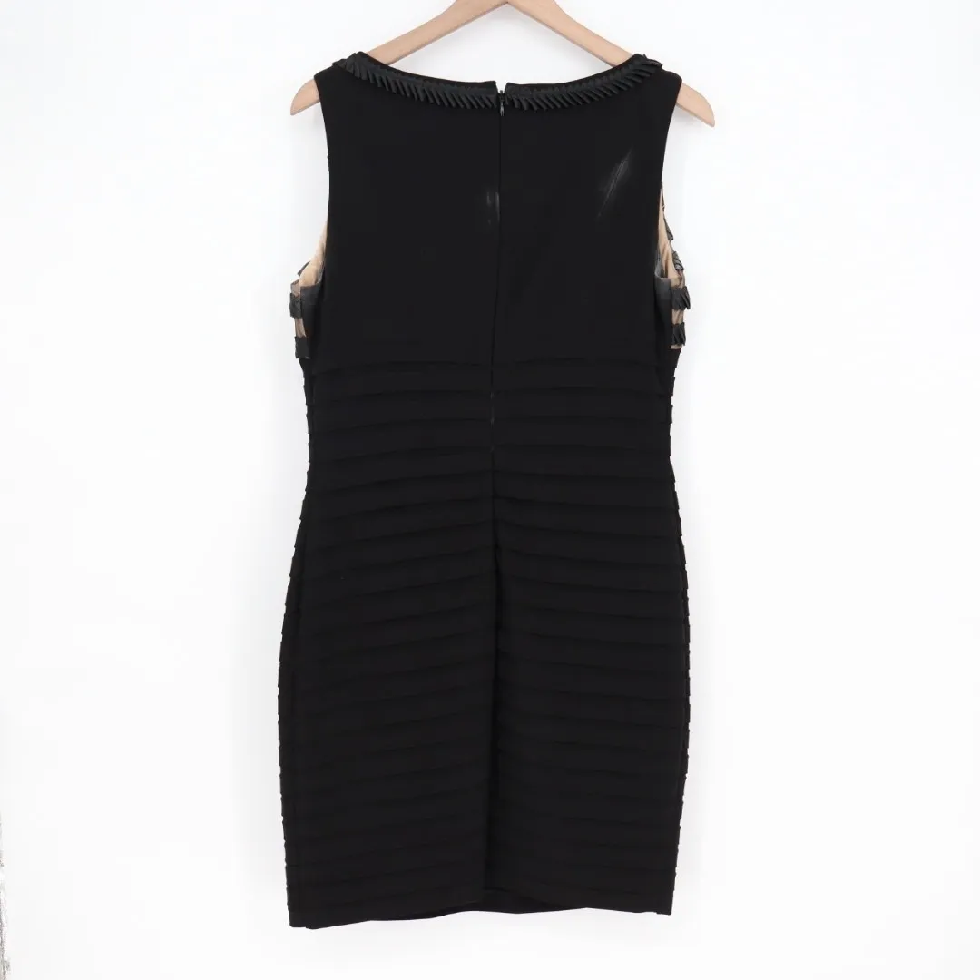 Adrianna Papell Black Sheath Dress With Embellished Neckline Size 12 - Image 7