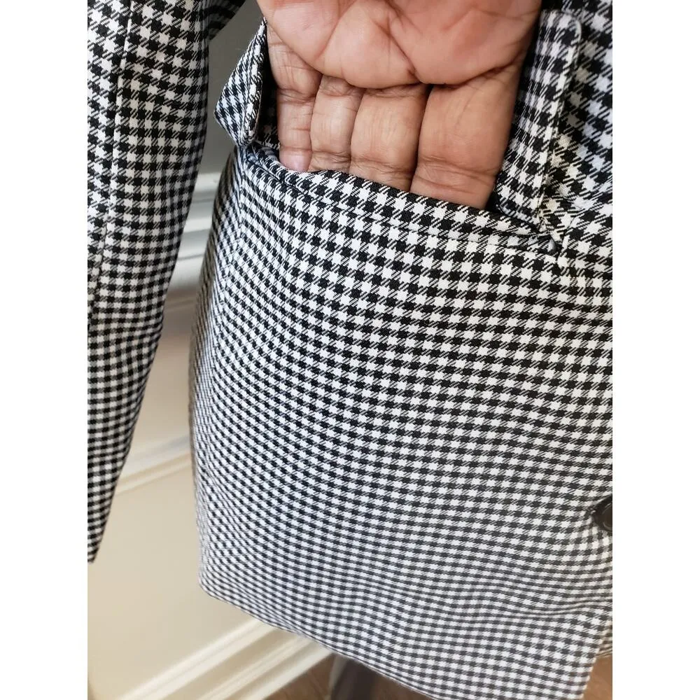 Princess Polly Blazer Jacket Women's XS Black White Houndstooth Single Breasted - Image 10