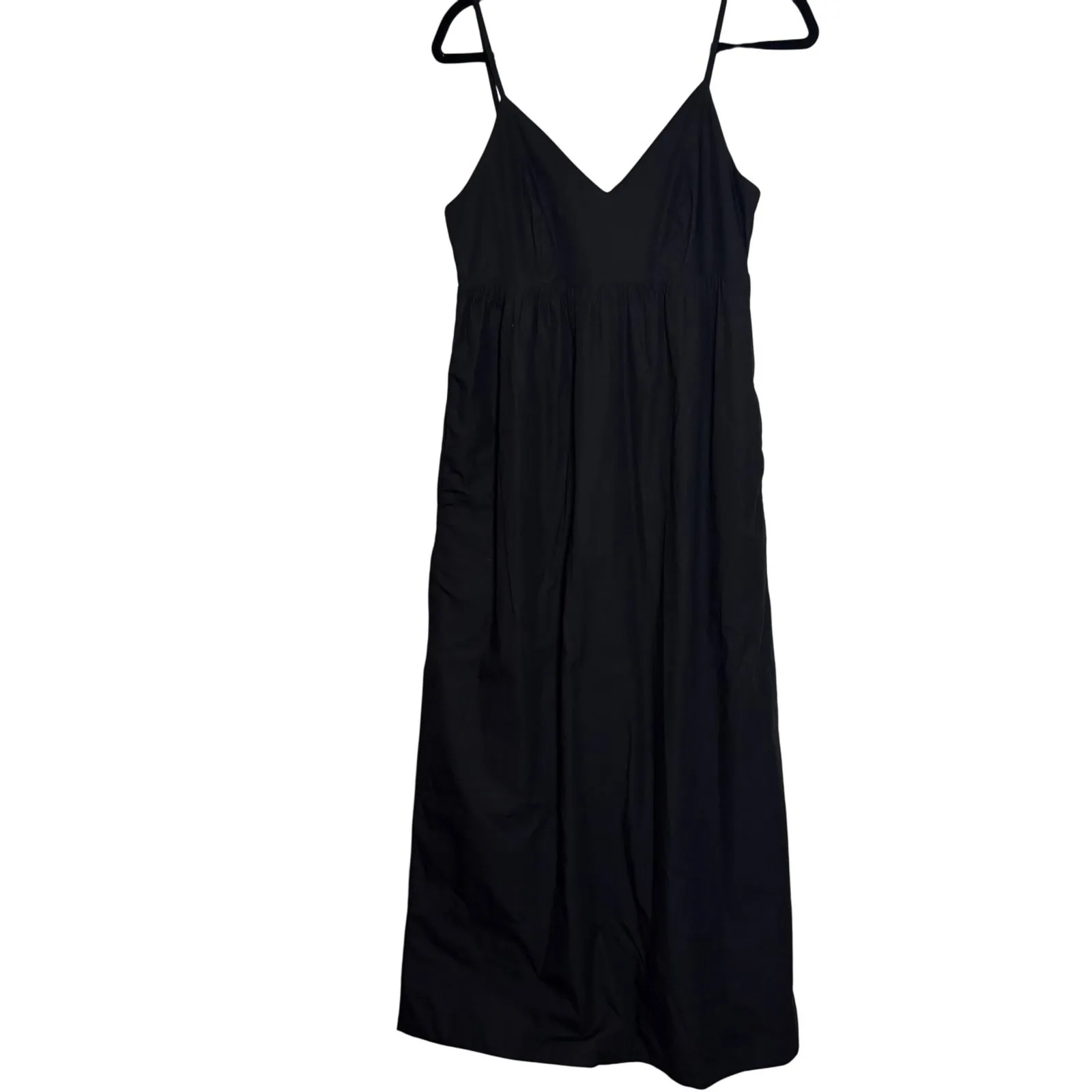 Quince Organic Cotton Sleeveless Maxi Dress Black‎ XS V-Neck Summer Casual - Image 3