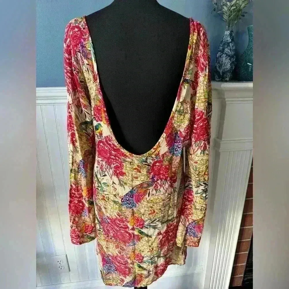 NWOT Raga Growing Wild Birds of Paradise Open Back Dress ~ Large - Image 7