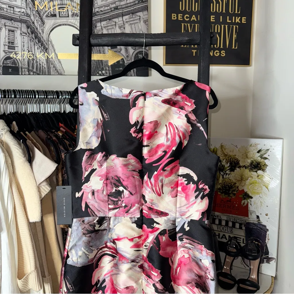 David Meister Black Multi Floral Sheath Dress Womens Size 12 New NWT $550 - Image 9
