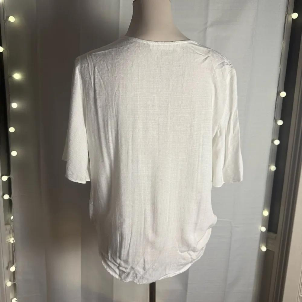 Mustard Seed Cream Wrap Blouse with Relaxed Style - Image 2