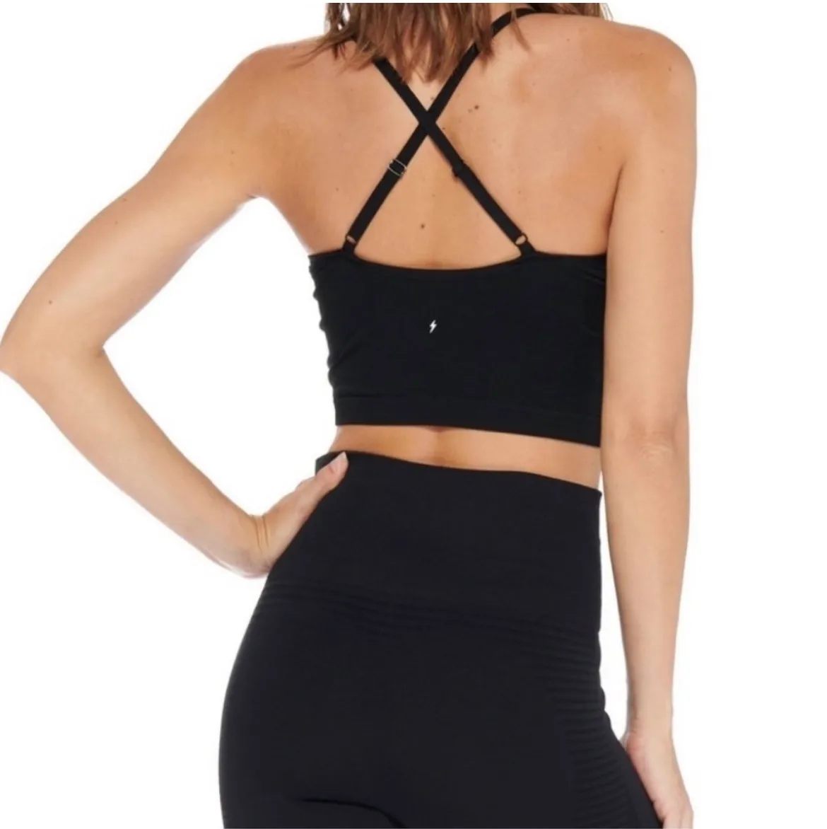 Elle Black Long Bralette Crop Size XS/S - Image 3