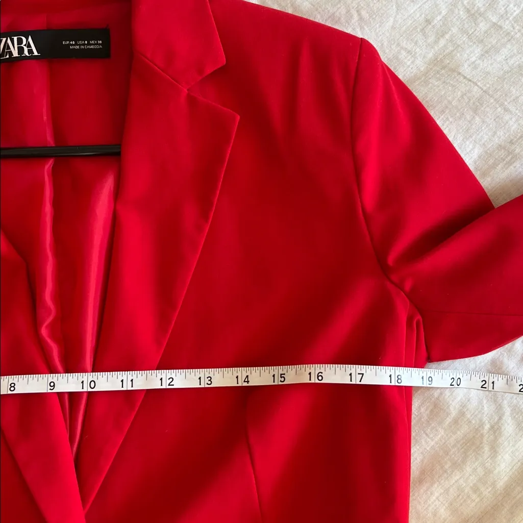 Zara Women's Suit Set Matching Blazer Pants Set Red Sz 8 / 6 Tailored - Image 5