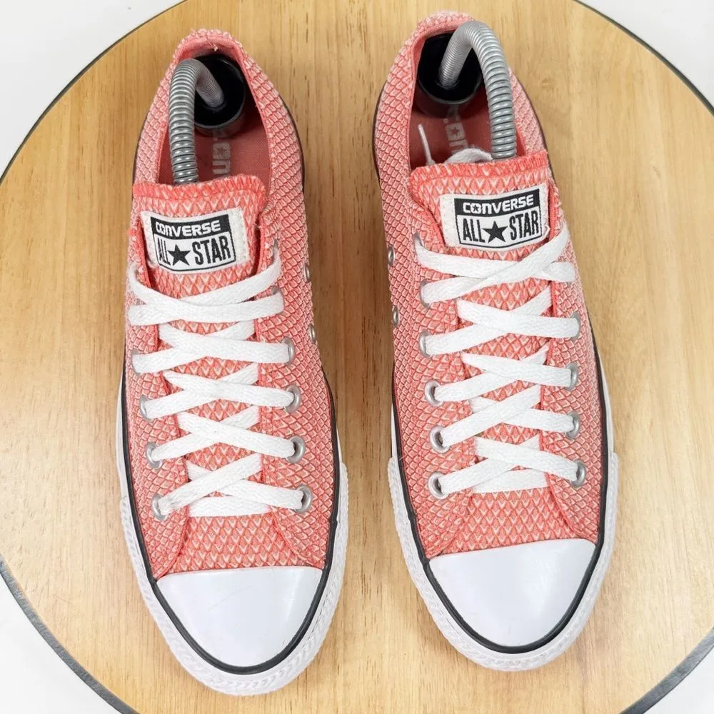 Converse Chuck Taylor All Star Ox Textured Canvas Sneakers Coral Ultra Red 8 - Image 4