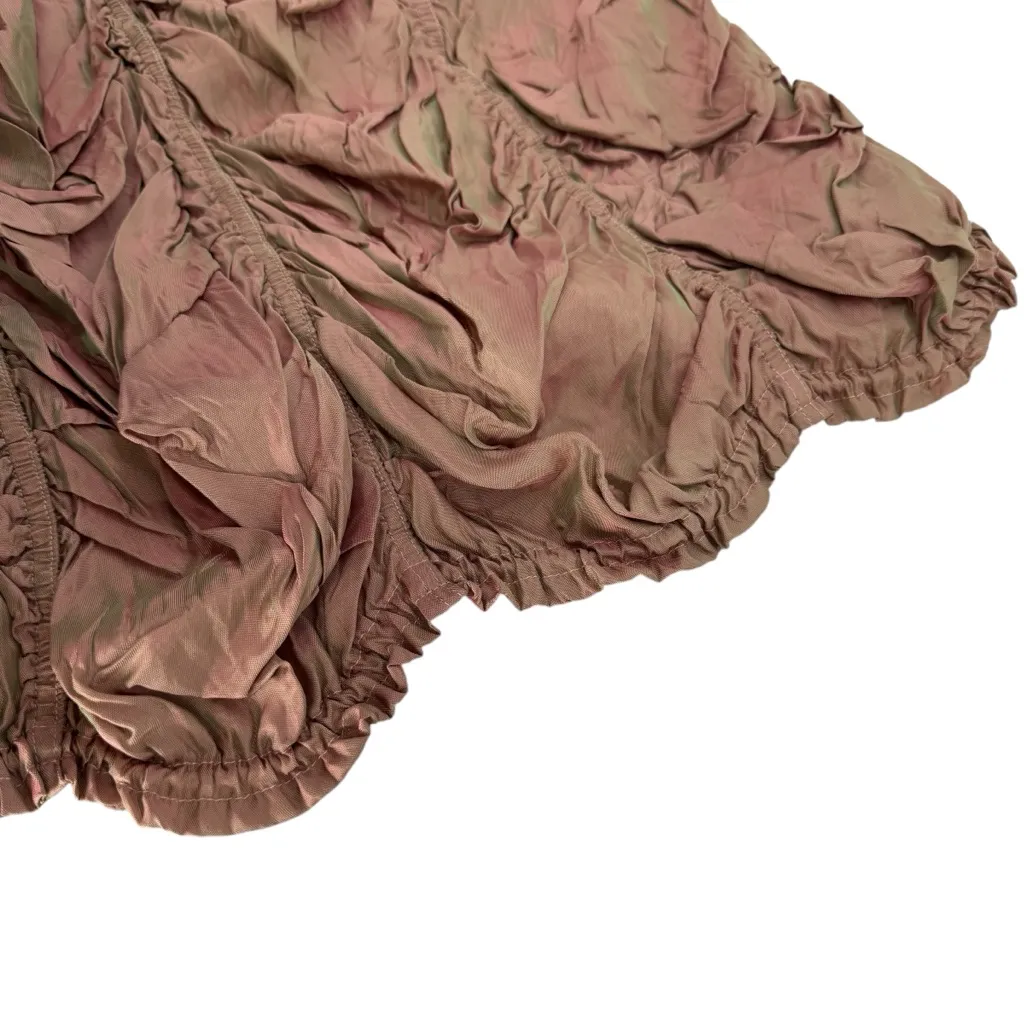 Hanna for La Journee Steampunk Whimsygoth Ruched Crinkle Maxi Skirt Size 2 Small Brown - Image 6