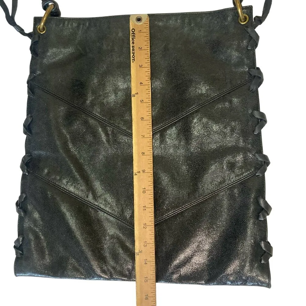 Via Spiga Black Leather Woven Shoulder Bag - Image 7