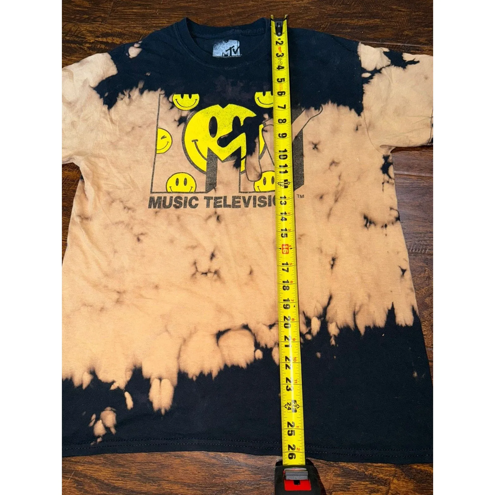MTV MUSIC TELEVISION Tye Dye T Shirt (Graphic T) Black Brown Medium Cotton Mens - Image 3
