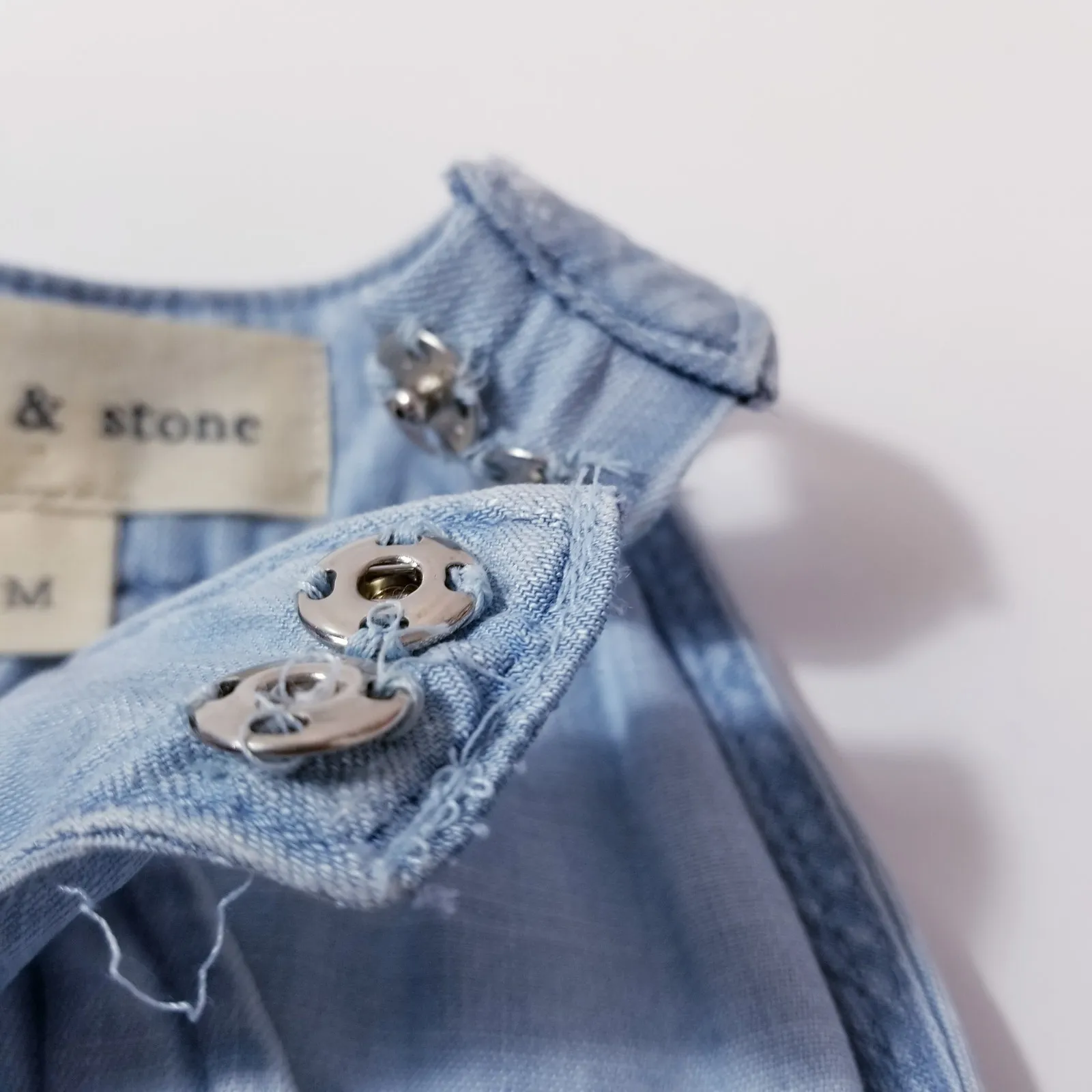 Cloth & Stone Medium Chambray Polka Dots Cropped Jumpsuit Sleeveless Wide Leg - Image 5