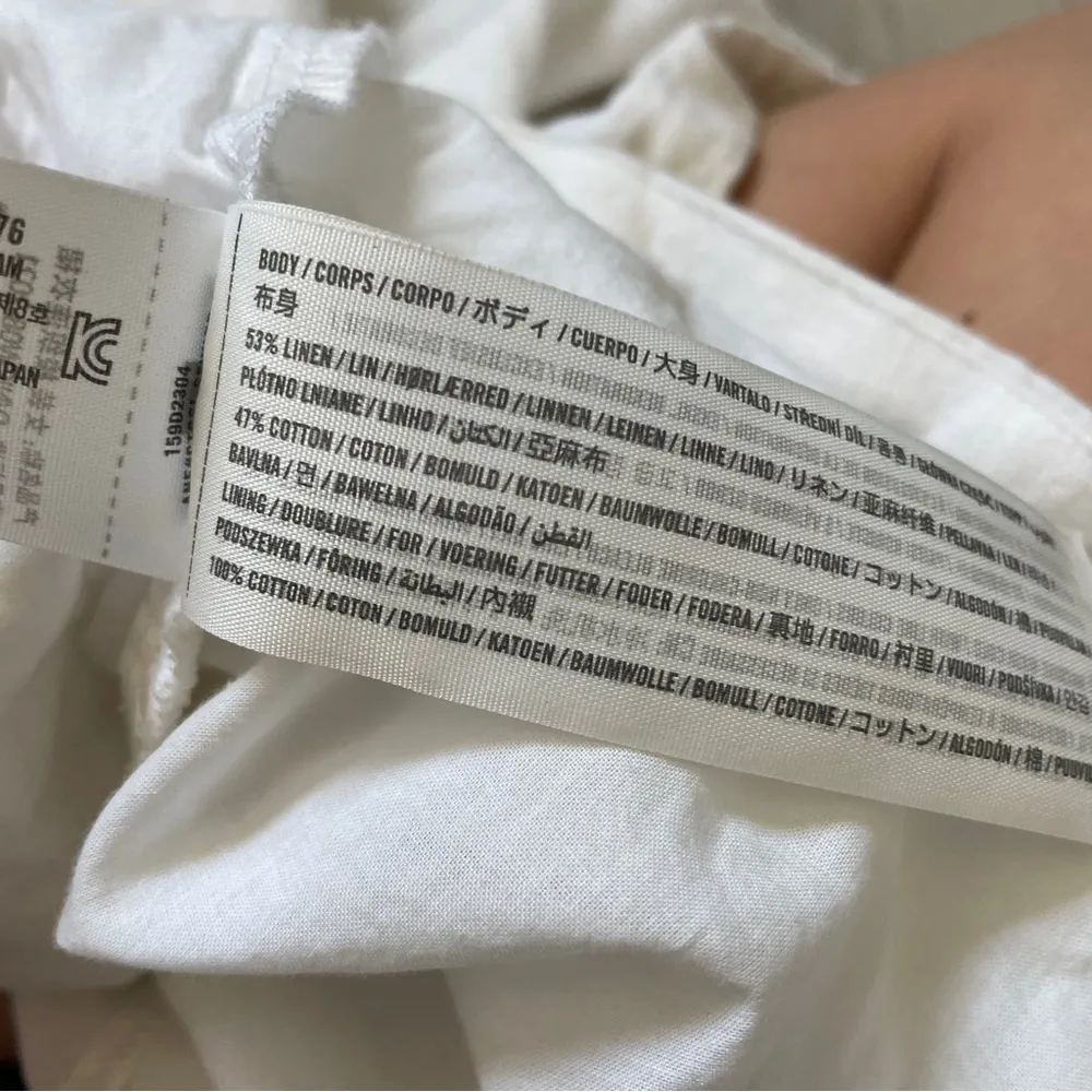 Abercrombie & Fitch Dress linen cotton high neck mini womens White (large) chic - Image 6