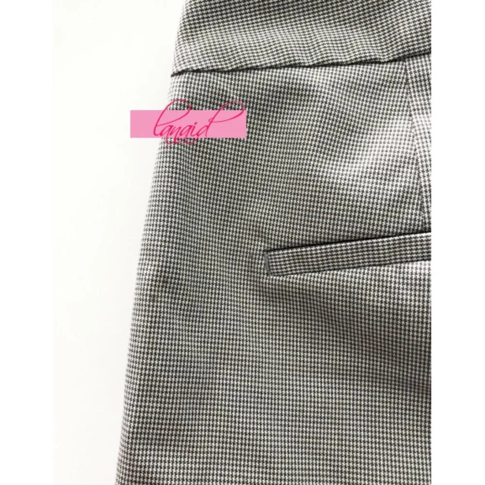 Trousers Check Pattern Plaid Skinny Slim Checkered Tartan Work Slacks Pants - Image 7