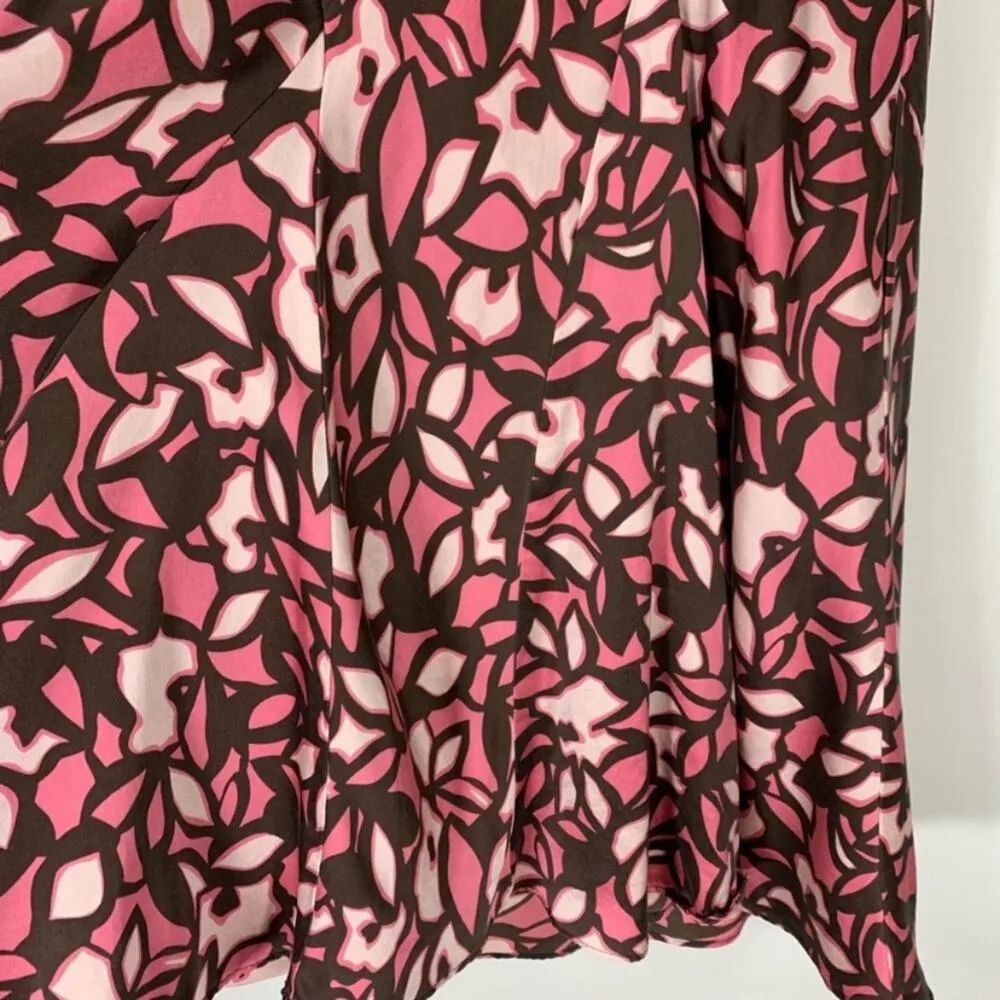 Lane Bryant Silk Midi Skirt Pink Brown Sz 14/16 - Image 3