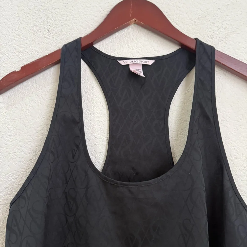 VS Victoria’s Secret Black All Over Print Satin Tank Top Size S - Image 4