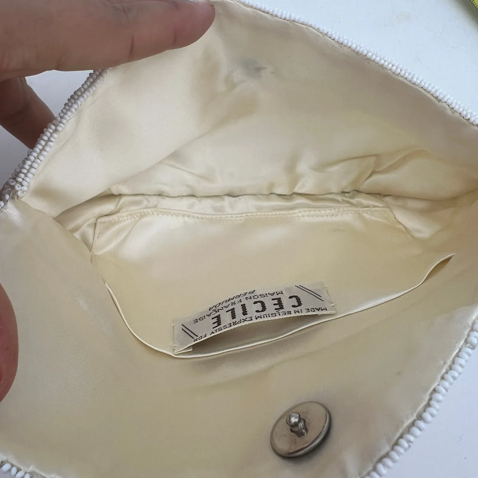 Vintage White Beaded Clutch Bag by Cecile - Image 4