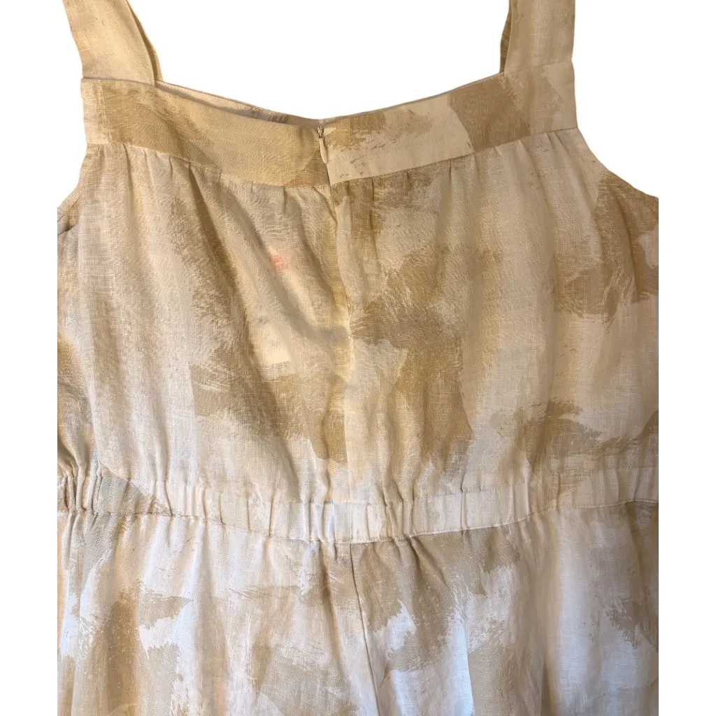 NWT DKNY Pure L 100% Linen Romper Overalls Tank Jumpsuit Lagenlook Ivory Beige - Image 6