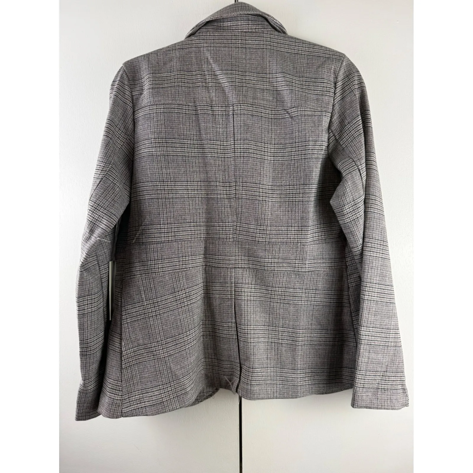 Joie Plaid Blazer Jacket Women's Medium Grey Black Brown Button Front Pockets - Image 5