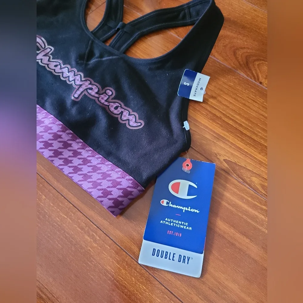 Champion Black/Lavender Sports Bra Size Small - Image 4