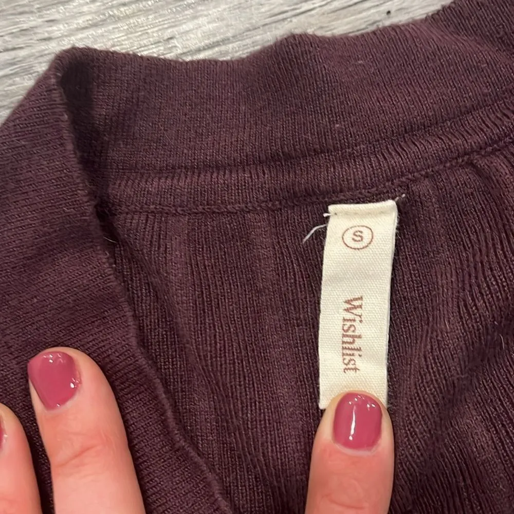 Nordstrom NWOT Wishlist ribbed plum long sleeve sweater v neck - small - Image 8